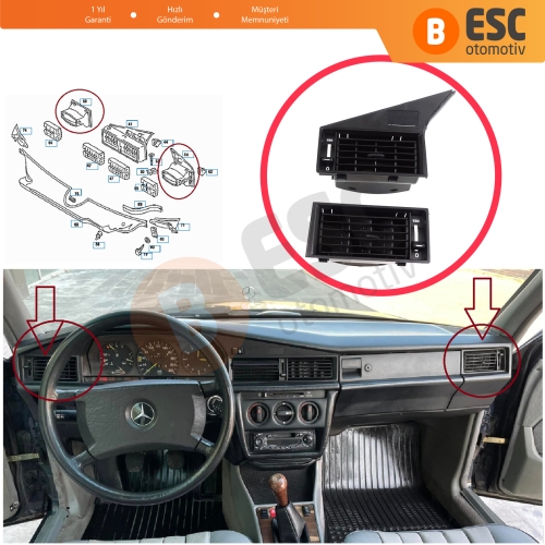 Mercedes W201 190 190E 190D 1982-1993 A2018301154 A2018301254 için Sağ Sol Yan Kalorifer Klima Havalandırma Izgarası