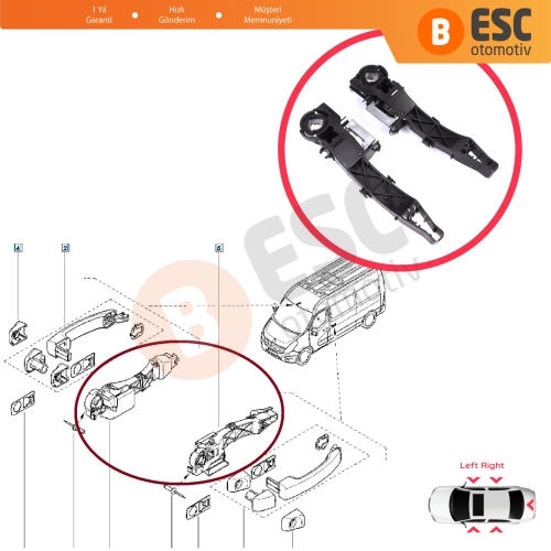 Renault Master MK3 Nissan NV400 Interstar Opel Movano B 806064162R 806071828R İçin Sağ Sol Ön veya Arka Sürgü Kapı veya Arka Bagaj Dış Açma Kolu Desteği