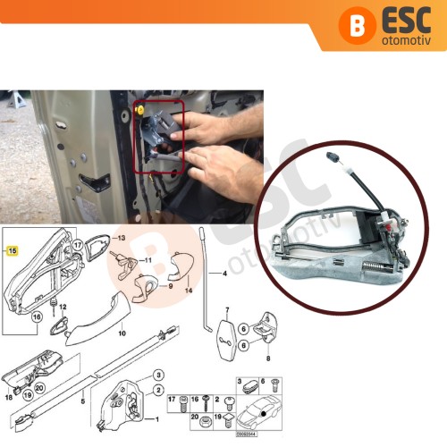 BMW X5 E53 2000-2006 İçin Ön Sol Kapı Kolu Metal Taşıyıcı Mekanizma Braketi 51218243615