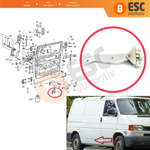 VW Transporter T4 Caravelle 1990-2003 için Sağ Arka Sürgülü Kapı Alt Makarası 701843406B