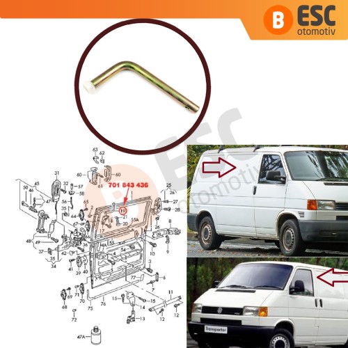 VW Transporter T4 Caravelle 1990-2003 için Arka Sürgülü Kapı Üst Makarası 701843436A