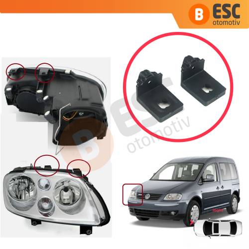 VW Touran MK1 2003-2010 Caddy MK3 2004-2010 Makyajsız 1T0998225 İçin Sağ Ön Far Ayak Tamir Seti 