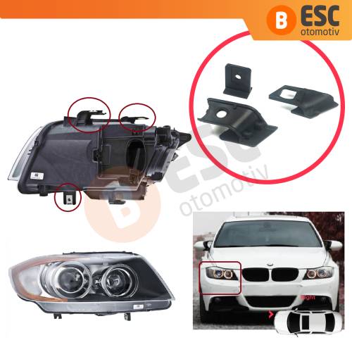 BMW 3 Series E90 E91 E92 E93 63116942726 İçin Sağ Ön Far Ayak Tamir Seti 