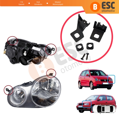 VW Polo MK3 MK4 6N 9N 1994-2008 6Q0998225 İçin Sol Ön Far Ayak Tamir Seti 