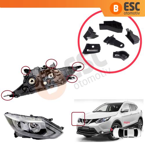 Nissan Qashqai MK2 J11 2013-2021 260104EH0A İçin Sağ Ön Far Ayak Tamir Seti 