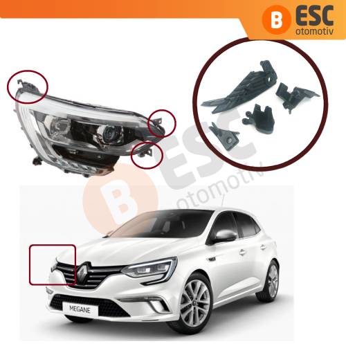 Renault Megane BFB K9A B9A MK4 2016-On 260100506R İçin Sağ Ön Far Ayak Tamir Seti 