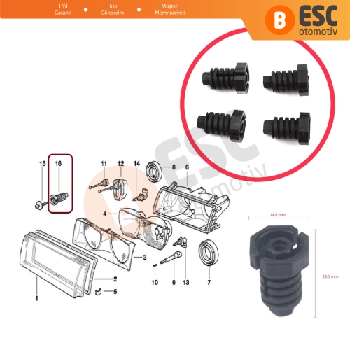 BMW 3 E36 6 E63 E64 Z3 63121387026 için 4 Adet Ön Far Ayar Vida Somun Klipsi