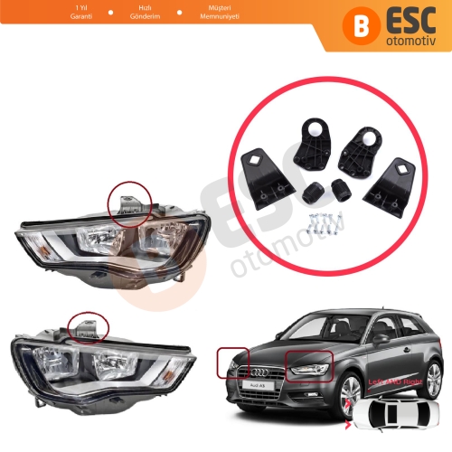 Audi A3 S3 MK3 8V 2012-2020 8V0998121 8V0998122 İçin Sol Sağ Ön Far Tamir Seti