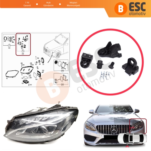 Mercedes C Class W205 C205 S205 A205 2013-2023 A2058200514 İçin Sol Ön Far Ayak Tamir Seti