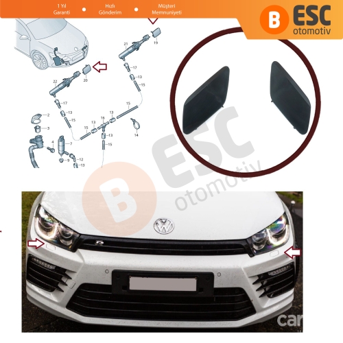 VW Scirocco MK3 için Far Yıkama Kapak Seti 1K8807937 38