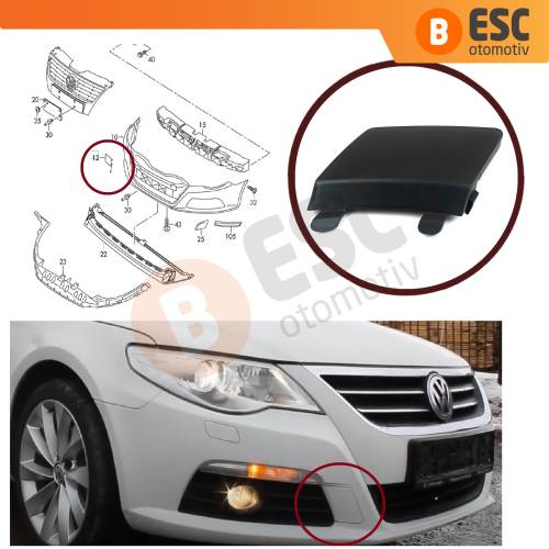 VW Passat CC 2008-2012 için Ön Tampon Çeki Demir Kapağı 3C8807241