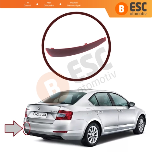 Skoda Octavia 2012-2016 4-Kapı Liftback Sedan için Arka Tampon Reflektörü SOL 5E5945105 5E9945105