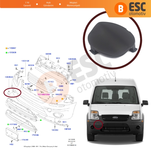 Ford Transit Tourneo Connect MK1 MAKYAJLI KASA 2009-2012 için Ön Tampon SAĞ Çeki Demir Kapağı 5028672 ASTARLI