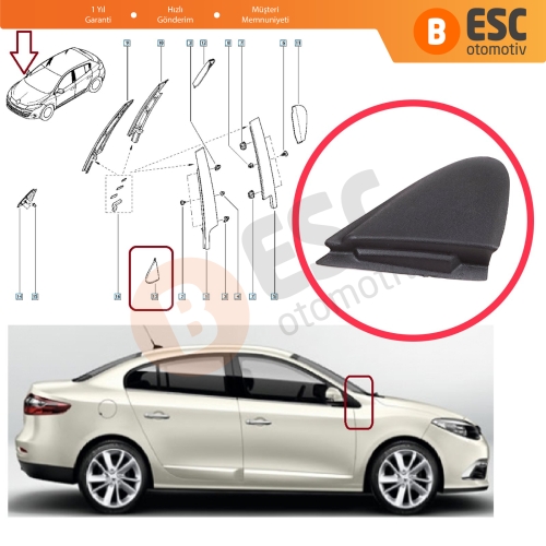 Renault Megane MK3 Fluence için SAĞ Yan Ayna Köşe Plastiği Bakaliti 638740012R