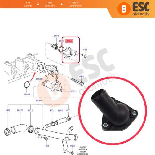 Ford Focus C-Max Fiesta Mondeo Connect 1.8 TDCi 1148329 için Termostat Üst Kapak Su Çıkış Flanş Bağlantısı