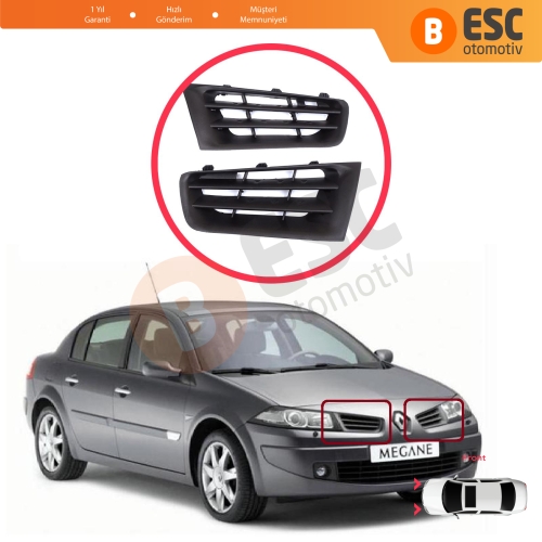 Renault Megane MK2 2006-2009 Makyajlı Kasa 7701476893  için Ön Sağ Sol Tampon Radyatör Üst Panjur Hava Izgara Paneli