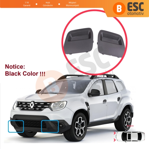 Renault Dacia Duster MK2 HM 2017-2023 511804555R için Ön Tampon Çeki Demiri Kapağı Seti Siyah