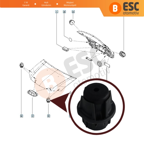 Renault Megane Scenic Symbol Dacia Logan Sandero için Ön Motor Kaput Ayar Takozu 8200048938