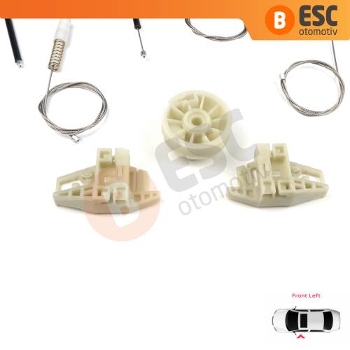 Renault Megane MK2 2002-2008 4/5 Kapı 8200325136 İçin Ön Sol Kapı Cam Kriko Tamir Seti