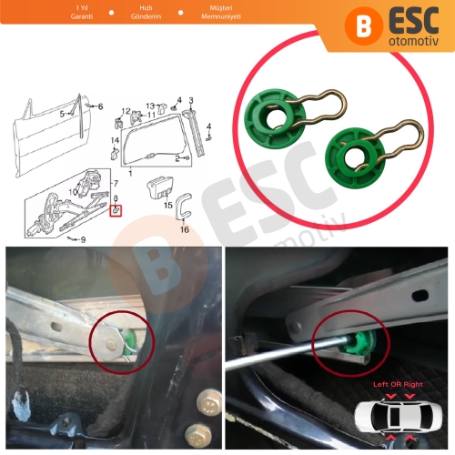 Saab 9-3 9-5 MK1 900 MK2 Volvo 740 850 940 960 S70 S90 V70 V90 XC70 MK1 4493433 için Makaslı Tip Cam Kriko Kayar Pivot Kılavuz Klipsi